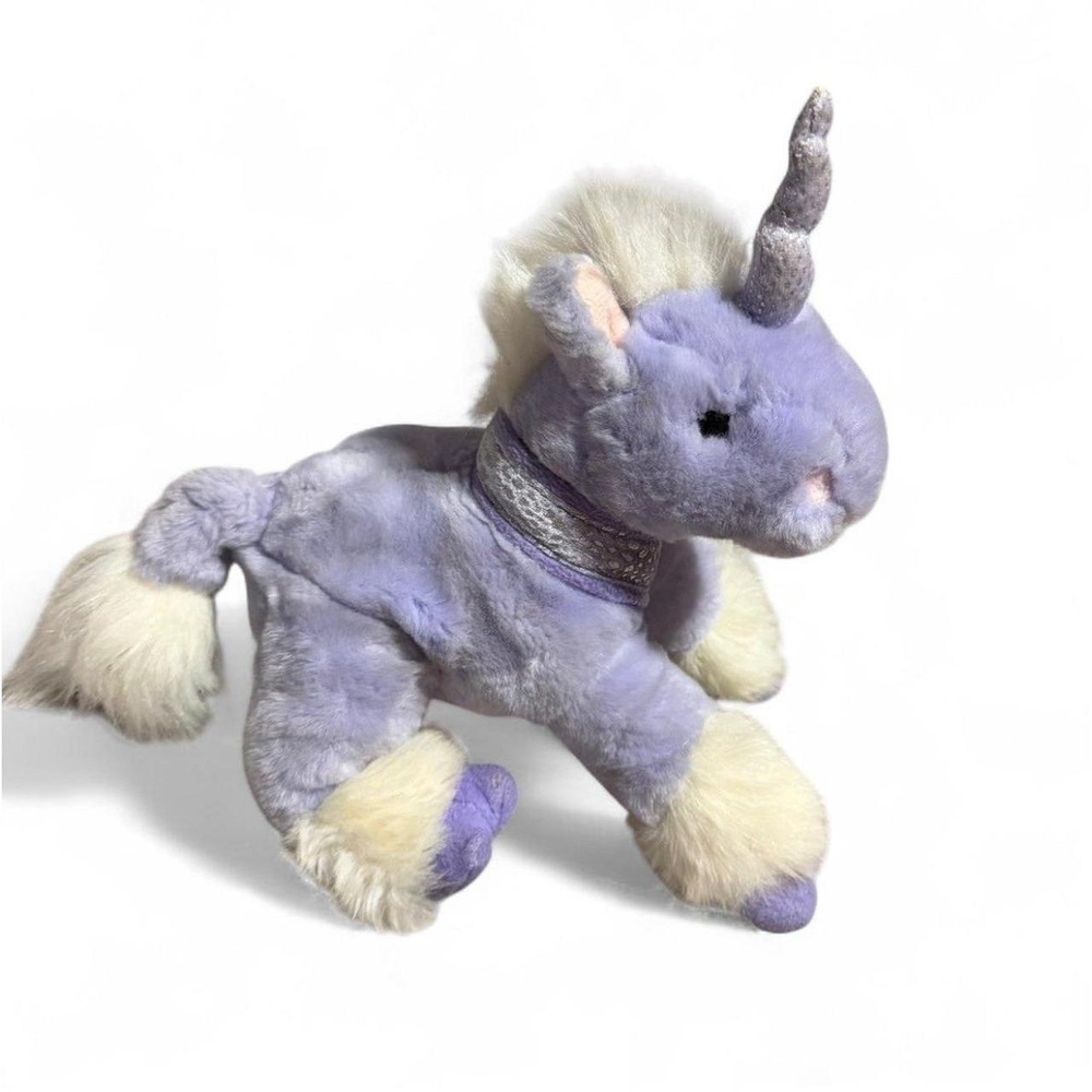 2001 Commonwealth Purple Unicorn Plush 11" White Mane Silver Horn Vintage